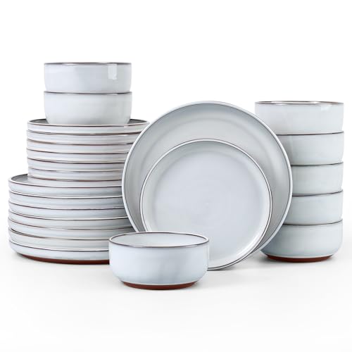 Stoneware Dinnerware Sets for 8 (Glacier White / Service for 8)
