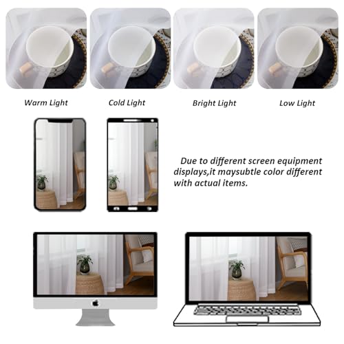 White Sheer Curtains 78 Inches Long 2 Panels Set for Living Room (White / 52"W x 78"L (Pack of 2))