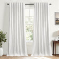 Snow White Linen Blackout 105 Inch Curtains for Living Room 2 Panels Set Back Tab Drapes Farmhouse Thermal Insulated 100% Total Black Out Curtains High Ceiling to Floor 52x105 (Snow White / 52"W x 105"L (Pack of 2))