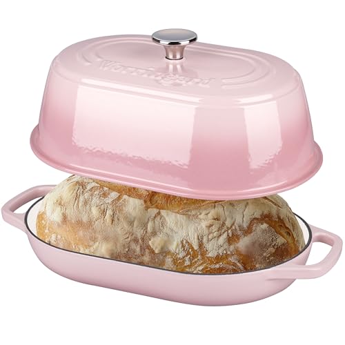 Enameled Cast Iron Dutch Oven Pot with Dome Lid (Pink)