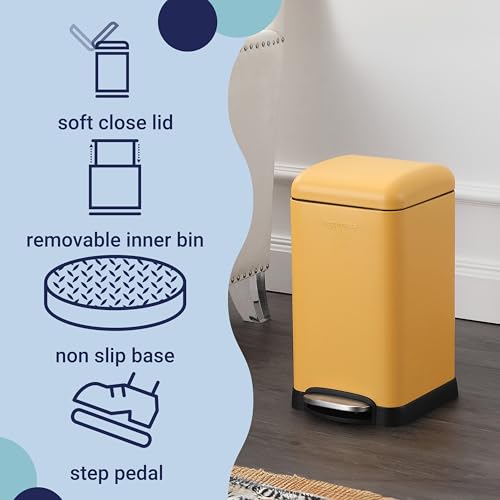 Betty Retro Mini 3.2 Gal Step Trash Can (Daffodil Yellow)