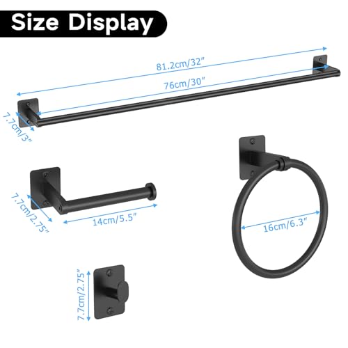 4 Piece Bathroom Hardware Set (Black / 32 inch (4 Piece))