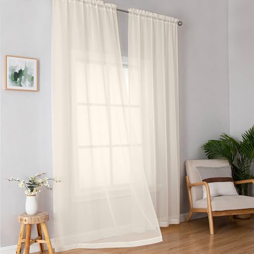 Cream Sheer Curtains (Cream / 59"W x 63"L (Pack of 2))