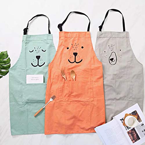 2 Pack Cotton Adjustable Parent and Child Apron with Pockets Great Gift For Adult and Kid Baking (Orange)