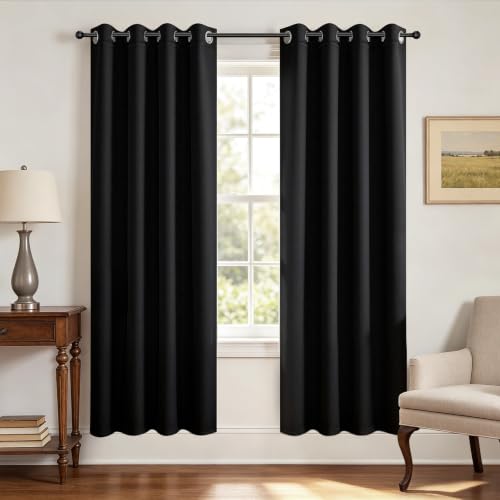 Christmas Blackout Curtains for Living Room (Black / 52"W x 90"L (Pack of 2))