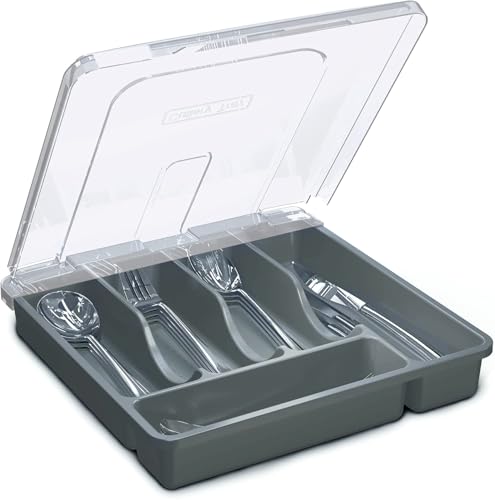 Utensil Holder for Countertop with Lid (Gark Gray)