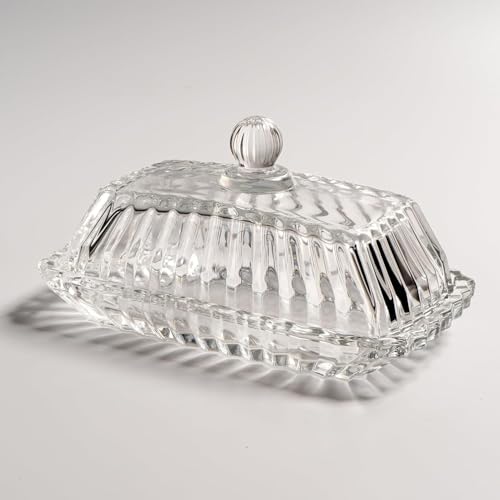 Clear Glass Butter Dish with Lid (clear lid)