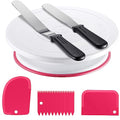 Cake Decorating Kit with Turntable Baking Supplies for Beginner Pros (Pink)