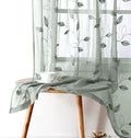 Sage Green Sheer Curtains Leaf Embroidered (52"W x 84"L (Pack of 2) / 1-sage Green)