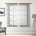 Grey Gray Sheer Kitchen Curtains 52 x 45 Inch Length 2 Panels Embroidered Leaf Pattern Short Curtains for Bedroom Half Small Window Rod Pocket Tiers (52"W x 45"L (Pack of 2) / 3-grey)