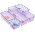 6 Pack Clear Drawer Organizer Set (Purple / 6 PCS)