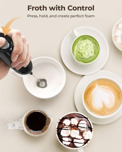 Milk Frother Handheld Electric Foam Maker Battery Operated (Midnight Black)