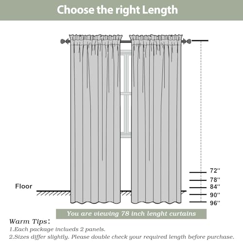 Green Sheer Curtains 78 Inches Long for 2 Panels Set for Christmas (Hunter Green / 42"W x 78"L (Pack of 2))