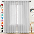 Basic Rod Pocket Sheer Voile Window Curtain Panels Silver Grey 1 Pair 2 Panels 52 Width 54 Inch Long for Kitchen Bedroom Children Living Room Yard（Silver Grey (Silver Grey / 52"W x 54"L (Pack of 2))