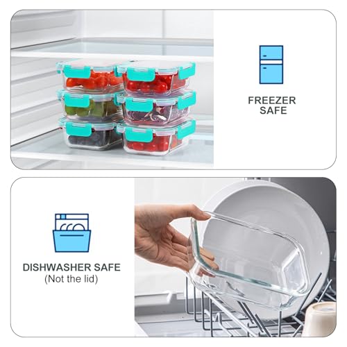 10 Packs 22 oz Glass Meal Prep Containers (Green)