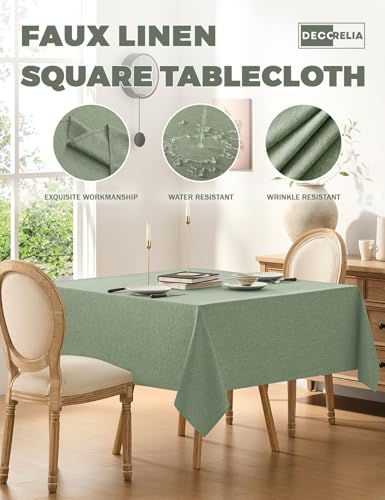 Faux Linen Square Tablecloth for Dining Room (Sage Green / 70" x 70" (Square))