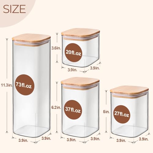 Glass Storage Containers Set of 6 (0.6qtx3 + 0.8qtx1 + 1.2qtx1 + 2.2qtx1)