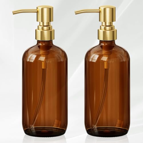 Amber Glass Soap Dispenser (Amber & Gold)