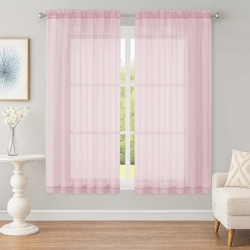 Sheer Blush Curtains (Blush / 59"W x 63"L (Pack of 2))