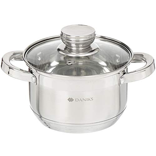 Standard 2 Quart Stainless Steel Stock Pot with Glass Lid (2 Quarts)