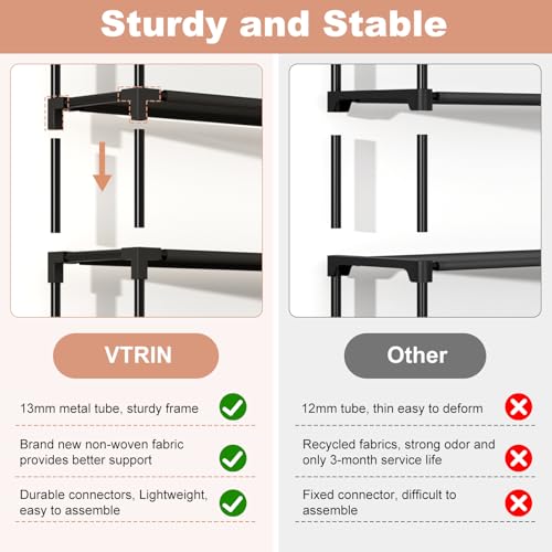 10 Tier Shoe Rack Tall Large Capacity Wide Shoe Organizer with Two Hooks Sturdy Metal Shoe Shelf for Entryway (Black / 32.3" Wide - 10 Tier)