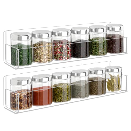Acrylic Spice Rack Wall Mount (Clear / 12"- 2 Pack)