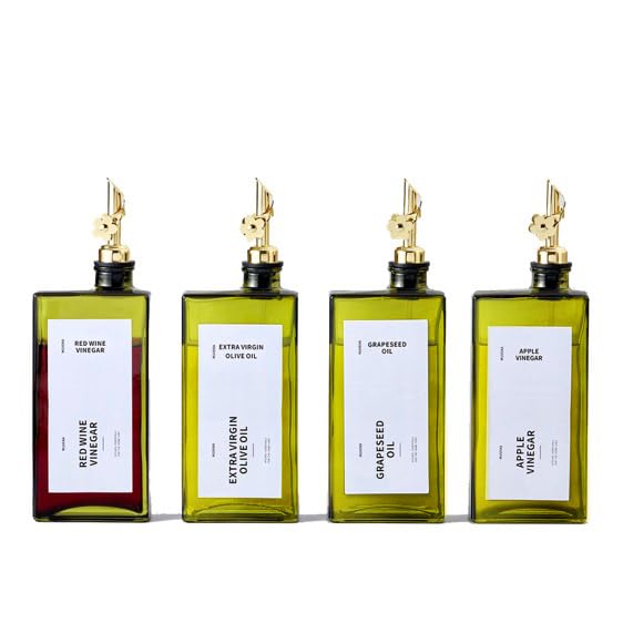 Olive Oil Dispenser Bottle for Kitchen (Golden, 4 Pack)