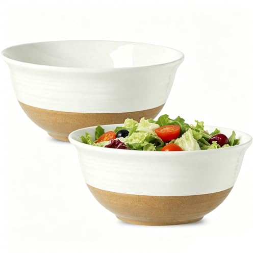 Large Ceramic Serving Bowls Set of 2 (White / 84 oz)