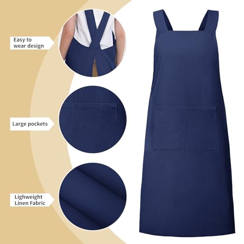 2 Pack Japanese Apron with Pockets (Navy Blue)