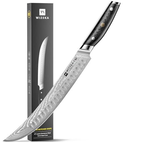 10.5 Inch Damascus Butcher Knife (Mist Shadow Damascus Silver)
