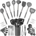 34 PCs Silicone Kitchen Utensils Set (Gray / Set)