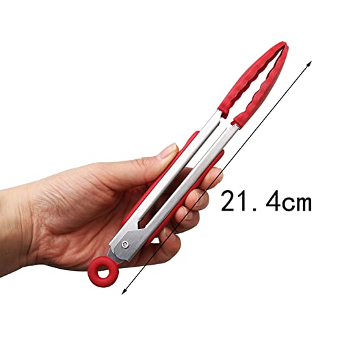 4Pcs Silicone Tongs (Black+Red+Blue+Green / 7-Inch)