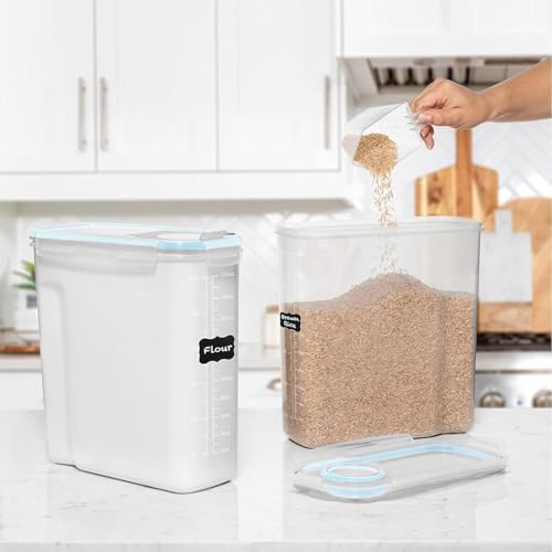 2 Pack (6.3L / 213OZ) EXTRA Large Airtight Food Storage Cereal Containers for Bulk Food Storage BPA-Free Plastic Container, Pantry Organization and Canister for Rice, Pasta, Sugar & Flour (Blue)