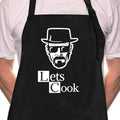 Funny Black Chef Aprons for Men Adjustable BBQ Kitchen Cooking Apron (Lets Cook)