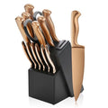 15 Piece Rose Gold Knife Block Set with Sharpener (Rose Gold)