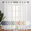 White Sheer Linen Curtains 84 Inch Length 2 Panels Set (52"W x 84"L (Pack of 2) / White)