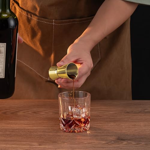 2Pcs Double Cocktail Jigger for Bartending (Flat Edge-0.5oz/1oz-2PC / Gold)