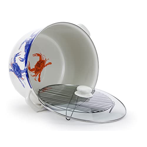 Enamelware Soup or Stock Pot (Blue Crab)