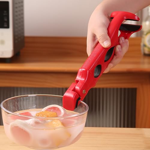 3-in-1 Hot Plate Gripper Tongs,Multi-Angle Hot Plate Gripper, Silicone Non-slip Hot Dish Plate Holder,Microwave Oven Cooking,Kitchen Utensil for Bowls,Pans,Dishes (2PCcrose red)