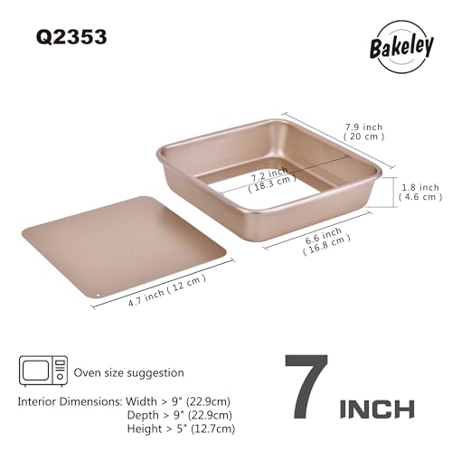 7 Inch Nonstick Square Cake Pan with Removable Bottom (7" Shallow Square)