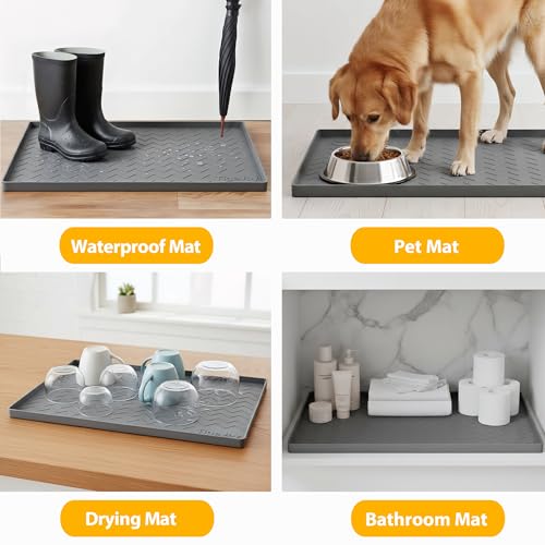 Under Sink Mats for Kitchen Waterproof 22" x 22" (Beige / 22"W x 22"L)