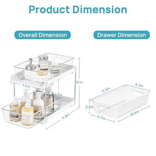 4 Pack Pull Out Bathroom Under Sink Organizer (White / S-Standard (4 Pack))