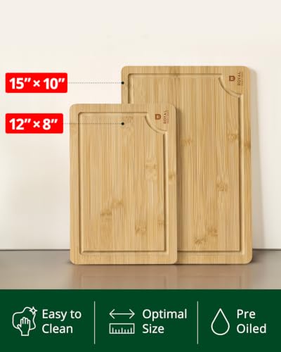 Wooden Cutting Boards for Kitchen Meal Prep & Serving (2-Piece / Natural)