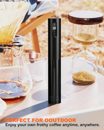 3 Speed Rechargeable Milk Frother Handheld Foam Maker (True Black)