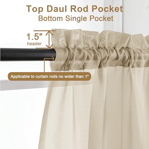 Taupe Sheer Curtains 30 inch Length 2 Panels (Taupe / 42"W x 30"L (Pack of 2))