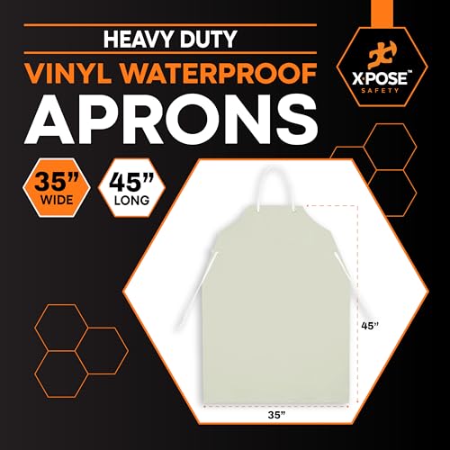 Heavy Duty Vinyl Waterproof Aprons (White / 12 Pack)
