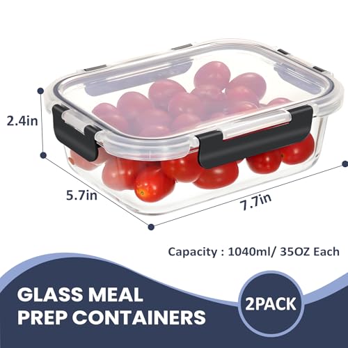 2 Pack 35OZ Glass Food Storage Container (2Pack 35OZ)