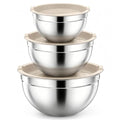 Stainless Steel Mixing Bowls with Airtight Lids (Khaki / Airtight Lids)