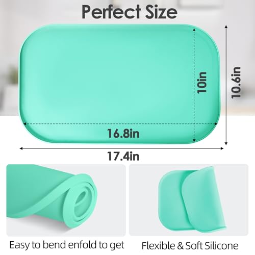 Silicone Coffee Maker Mat with Lip for Countertops 17.4''x10.6'' Mint Green (Mint Green / 17.4'' x 10.6'')