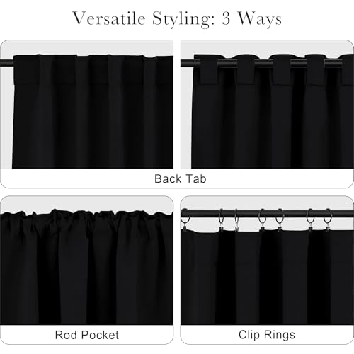Black Curtains for Windows (Black / 29"W x 24"L (Pack of 2))